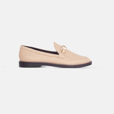 Caete Beige Leather Loafers