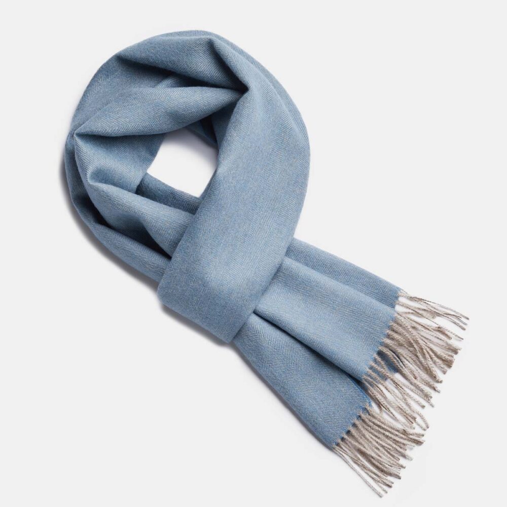 ALPAKA-Scarf-Exclusive-Fishbone-OCEAN-BLUE-BEIGE