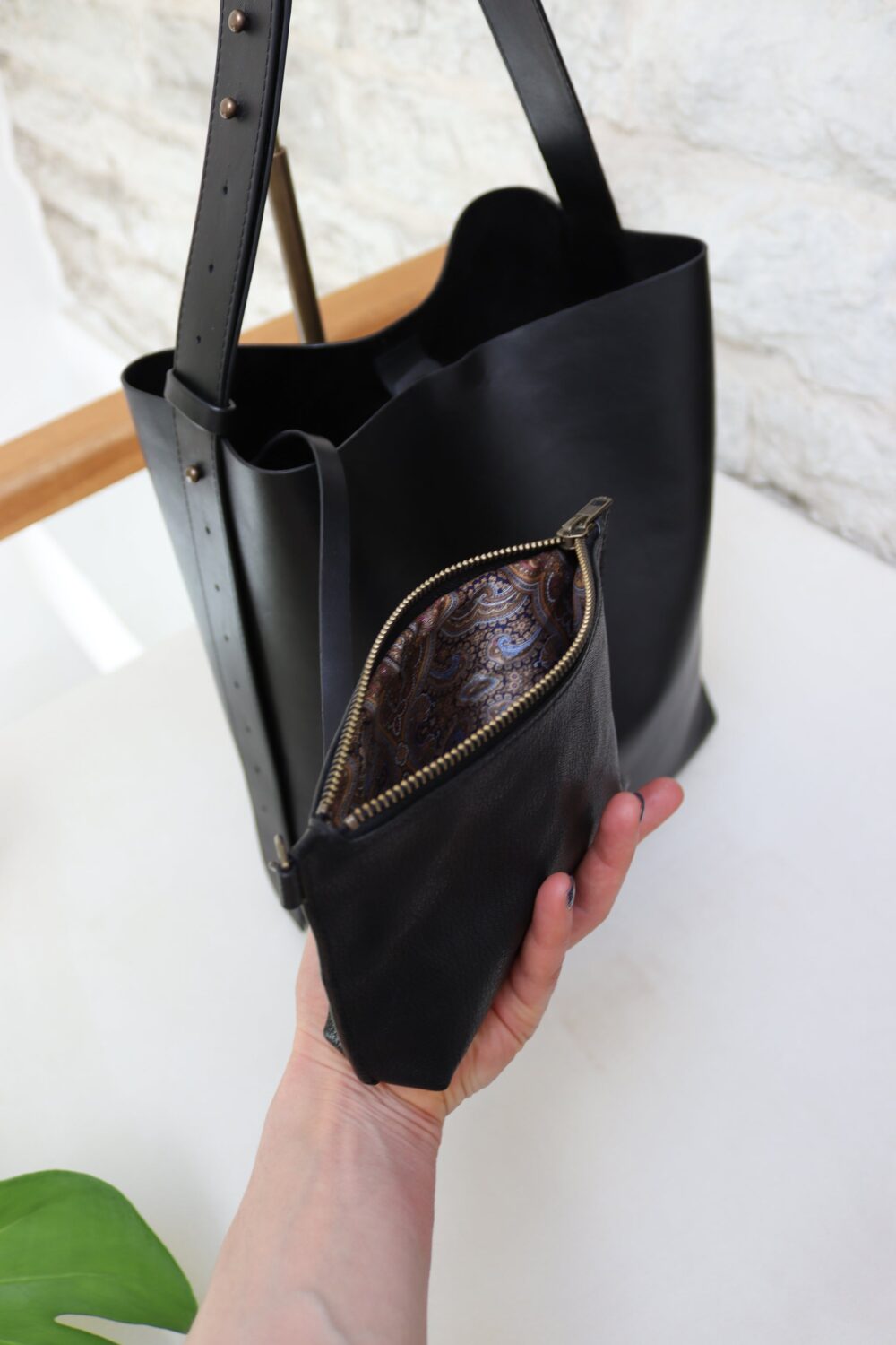 Leather Tote With Removable Clutch - Image 5