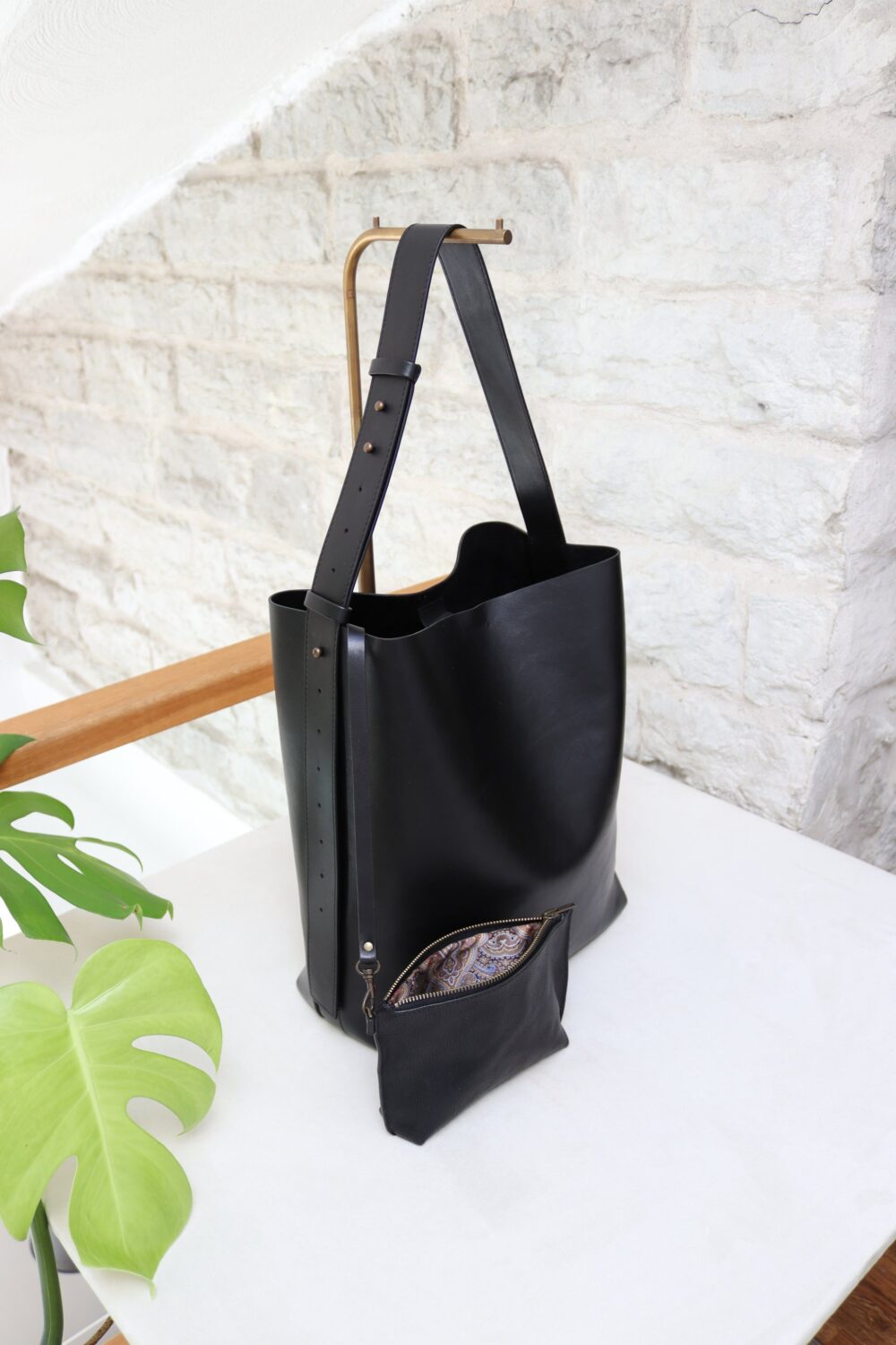 Leather Tote With Removable Clutch - Image 4