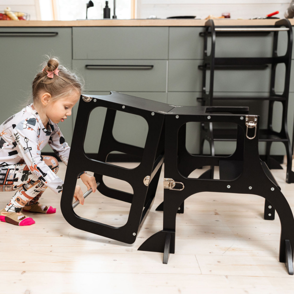 STEP'n'SIT® Convertible 2-in-1 Helper Tower/Table - Black - Image 2