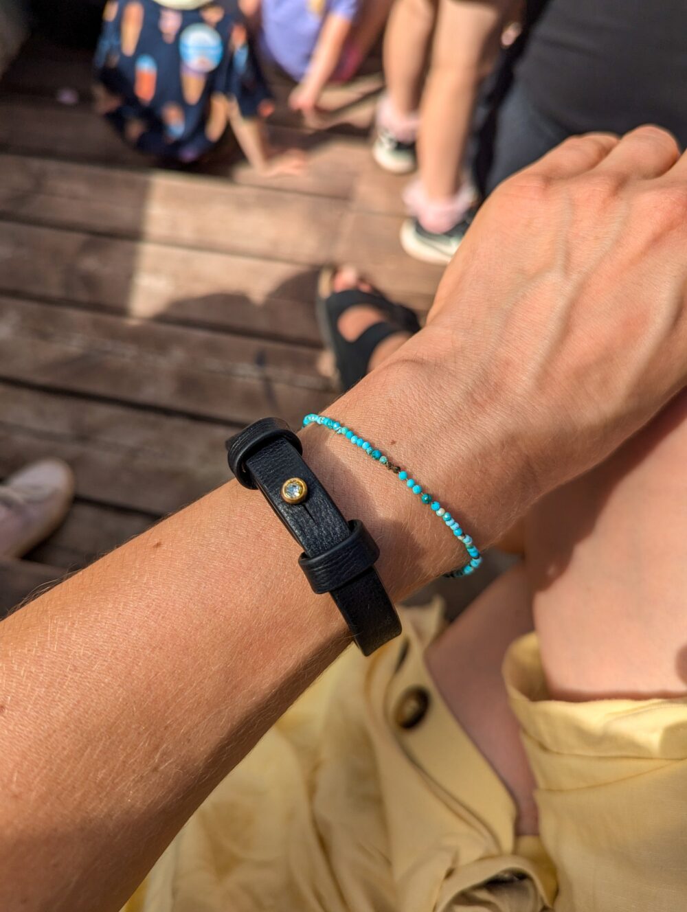 Leather Bracelet With a Brass Fastener in Black - Image 5