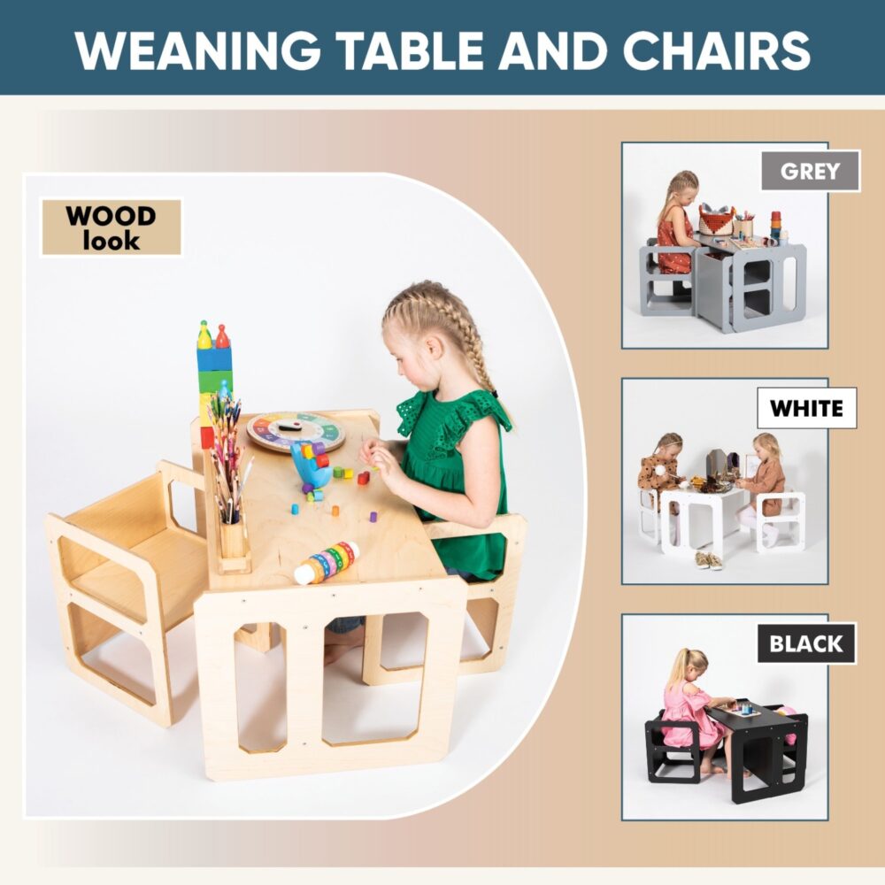 Montessori Weaning Table and Chair Set - with 2 Chairs - Image 13