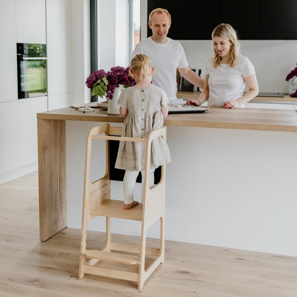 Montessori Helper Tower Step Stool / Kitchen Tower with BLACKBOARD - Image 6