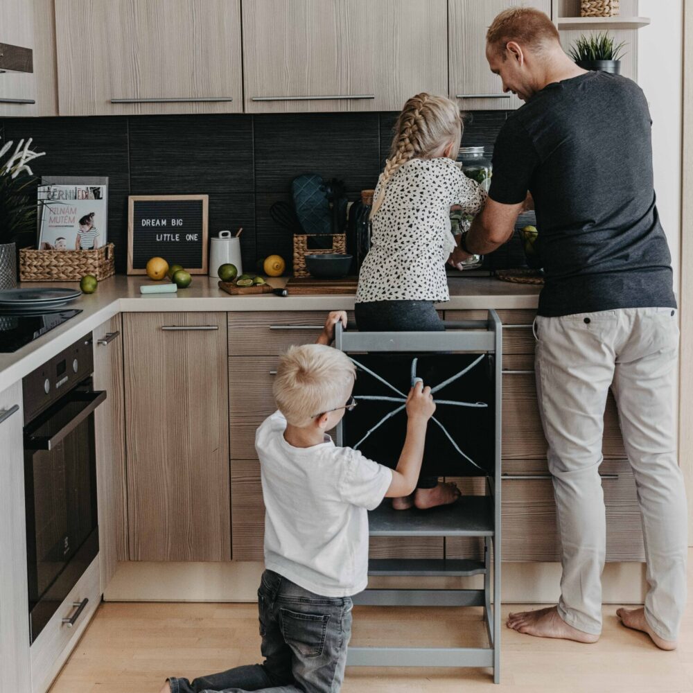 Montessori Helper Tower Step Stool / Kitchen Tower with BLACKBOARD - Image 10